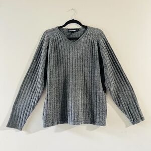 Quick Reflex Knit Dark Grey Oversized 90's Friends Style Ribbed Sweater SzMedium